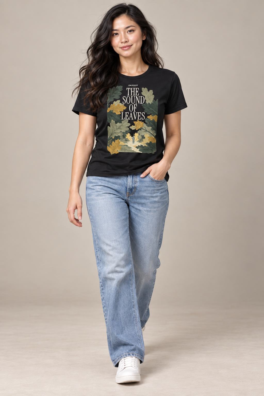 The Sound Of Leaves — Dark T-shirt with light front artwork on a contextual background. Daily Elsewhere.