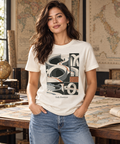 Irregular Atlas — Male model wearing a light T-shirt with the front artwork. Daily Elsewhere.