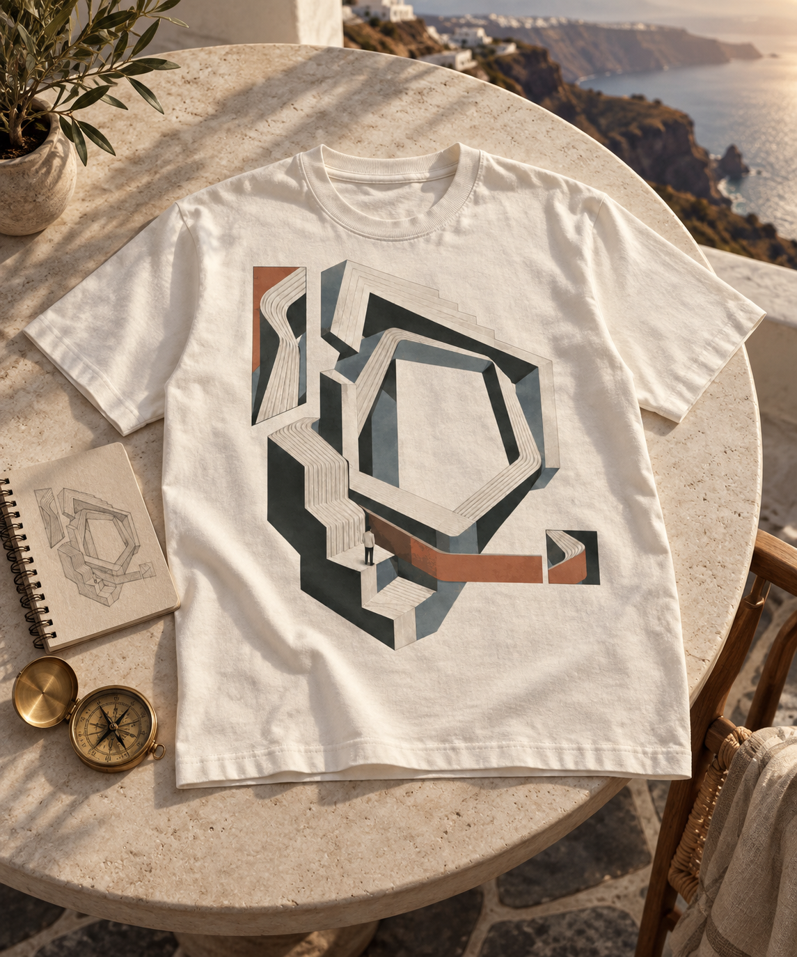 Open Recursion — Light T-shirt with the front artwork on a contextual background. Daily Elsewhere.